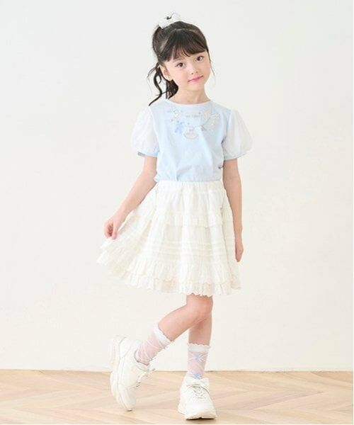 mezzo piano / メゾピアノ ミニ・ひざ丈スカート | コットン ティアードスカート(オフ ホワイト)