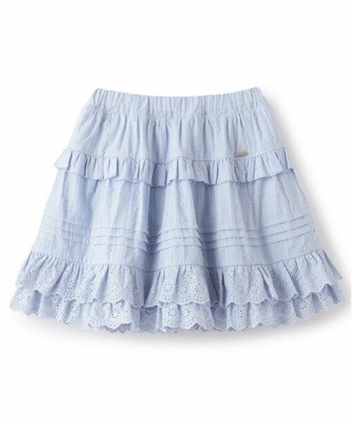 mezzo piano / メゾピアノ ミニ・ひざ丈スカート | コットン ティアードスカート(サックス)