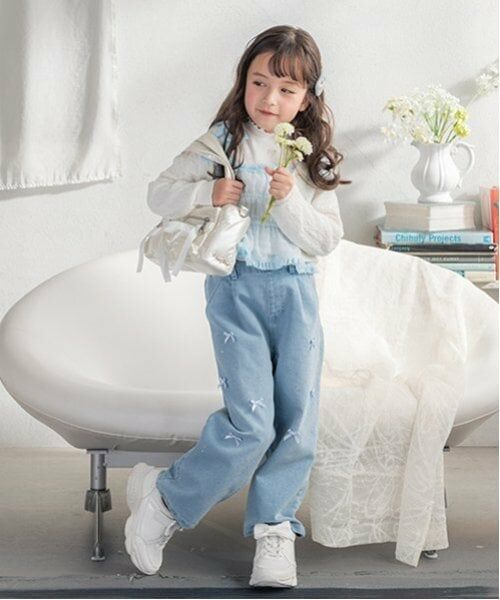 mezzo piano / メゾピアノ その他パンツ | リボン　デニムワイドパンツ | 詳細1