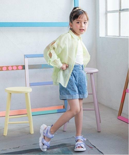 mezzo piano / メゾピアノ ショート・ハーフ・半端丈パンツ | ハート柄デニム　ショートパンツ（サックス）