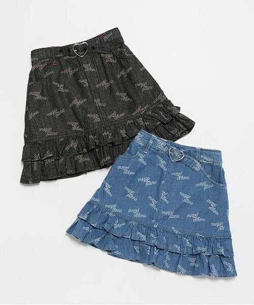 mezzo piano / メゾピアノ ミニ・ひざ丈スカート | 6032103R　ロゴプリントデニム　裾フリルスカート | 詳細8