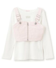 mezzo piano / メゾピアノ キャミソール・チューブトップ | リボン刺繍ビスチェ＆長袖Tシャツセット