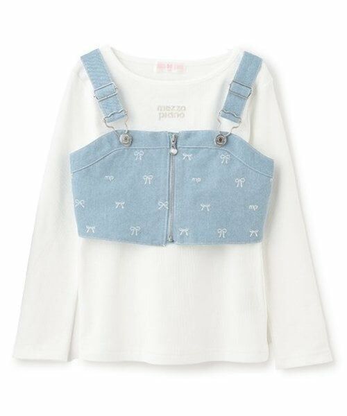 mezzo piano / メゾピアノ キャミソール・チューブトップ | リボン刺繍ビスチェ＆長袖Tシャツセット | 詳細1