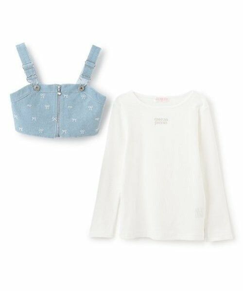 mezzo piano / メゾピアノ キャミソール・チューブトップ | リボン刺繍ビスチェ＆長袖Tシャツセット | 詳細3