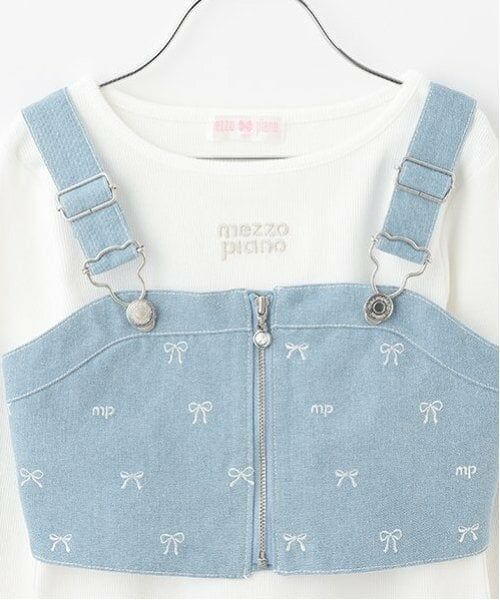 mezzo piano / メゾピアノ キャミソール・チューブトップ | リボン刺繍ビスチェ＆長袖Tシャツセット | 詳細4