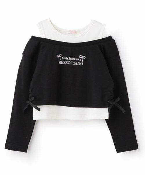 mezzo piano / メゾピアノ Tシャツ | レイヤード風短丈　長袖Tシャツ | 詳細1