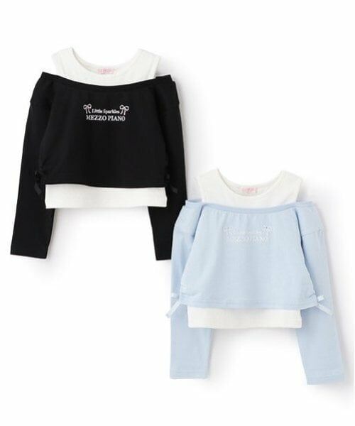 mezzo piano / メゾピアノ Tシャツ | レイヤード風短丈　長袖Tシャツ | 詳細8