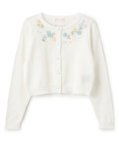 mezzo piano / メゾピアノ カーディガン・ボレロ | 花リボン刺繍　ニットカーディガン