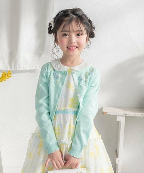 mezzo piano / メゾピアノ カーディガン・ボレロ | 花リボン刺繍　ニットカーディガン | 詳細1