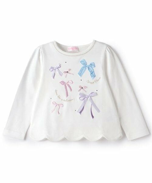 mezzo piano / メゾピアノ Tシャツ | リボンイッパイ裾スカラップ長袖Tシャツ | 詳細10