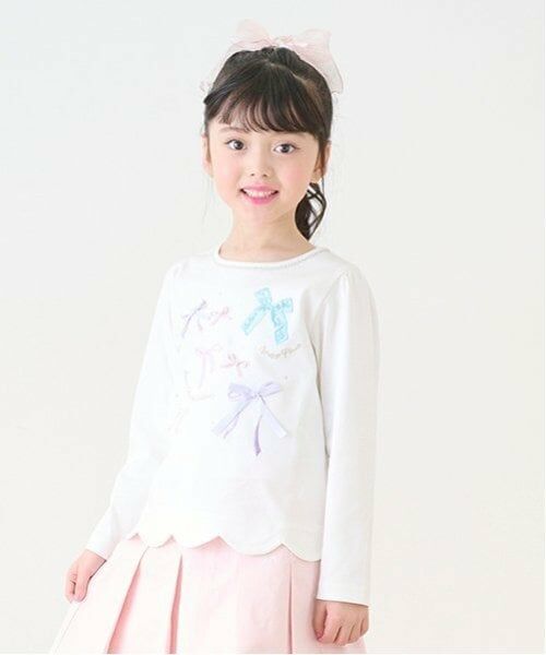 mezzo piano / メゾピアノ Tシャツ | リボンイッパイ裾スカラップ長袖Tシャツ | 詳細12