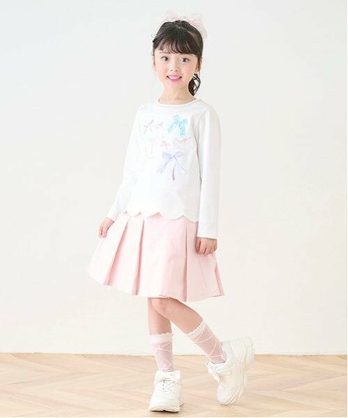 mezzo piano / メゾピアノ Tシャツ | リボンイッパイ裾スカラップ長袖Tシャツ | 詳細14