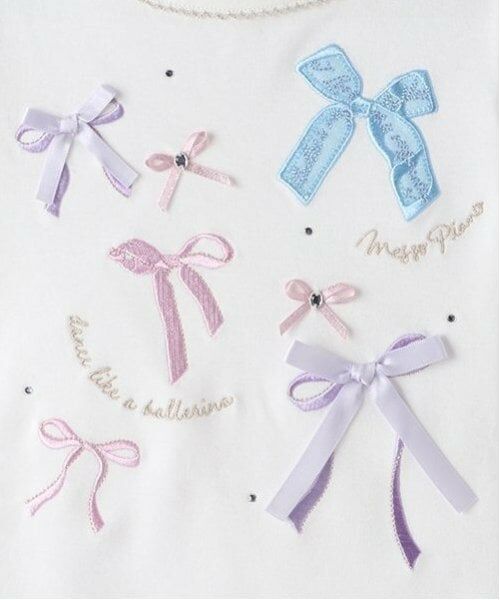 mezzo piano / メゾピアノ Tシャツ | リボンイッパイ裾スカラップ長袖Tシャツ | 詳細3