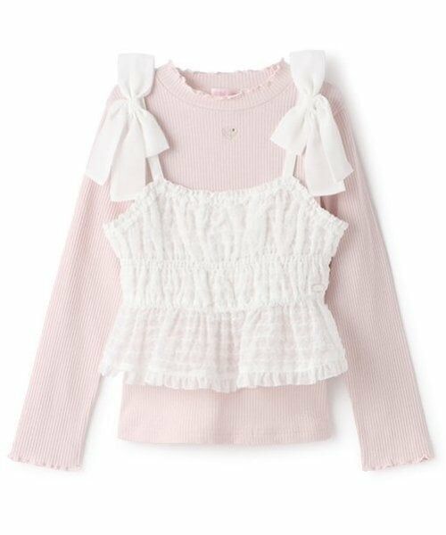 mezzo piano / メゾピアノ Tシャツ | 肩リボンキャミチュニック&長袖Tシャツセット | 詳細15