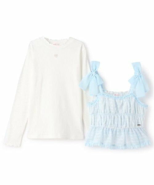 mezzo piano / メゾピアノ Tシャツ | 肩リボンキャミチュニック&長袖Tシャツセット | 詳細6