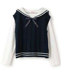 mezzo piano / メゾピアノ ニット・セーター | セーラーニットベスト＆長袖Tシャツセット