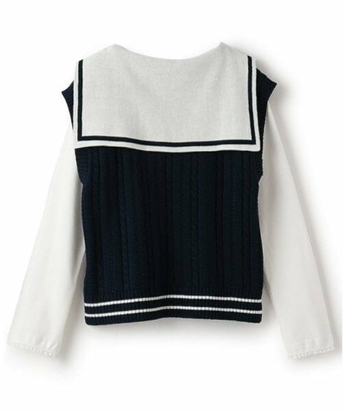 mezzo piano / メゾピアノ ニット・セーター | セーラーニットベスト＆長袖Tシャツセット | 詳細1
