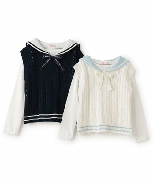 mezzo piano / メゾピアノ ニット・セーター | セーラーニットベスト＆長袖Tシャツセット | 詳細11