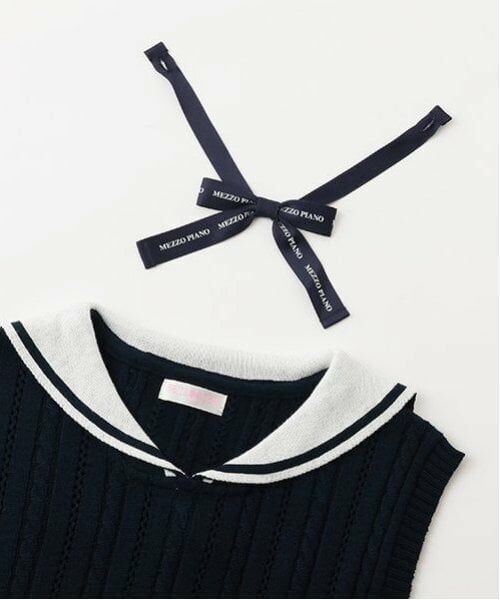 mezzo piano / メゾピアノ ニット・セーター | セーラーニットベスト＆長袖Tシャツセット | 詳細4