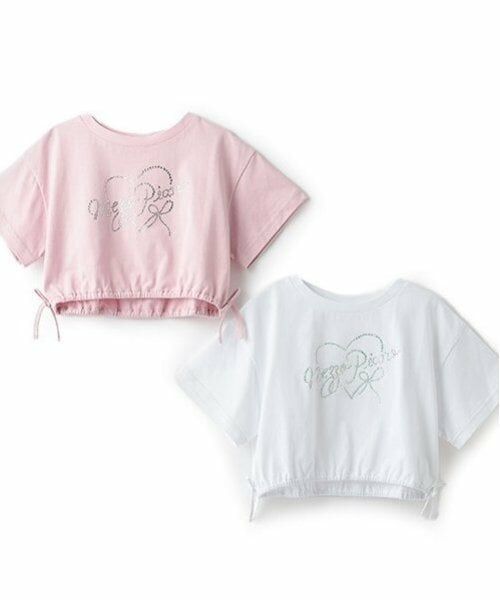 mezzo piano / メゾピアノ Tシャツ | キラキラロゴ　短丈Tシャツ | 詳細3