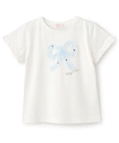 mezzo piano / メゾピアノ Tシャツ | フリルリボン　半袖Tシャツ