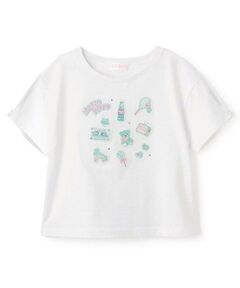 mezzo piano / メゾピアノ Tシャツ | ステッカーアップリケ　半袖Tシャツ