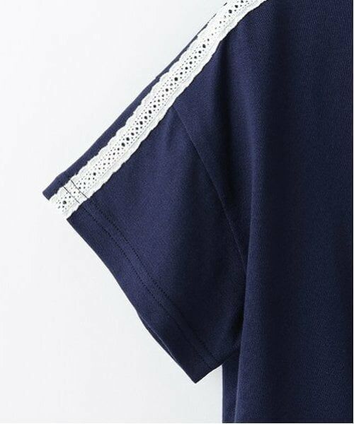 mezzo piano / メゾピアノ Tシャツ | レースロゴアップリケ　袖ラインTシャツ | 詳細10