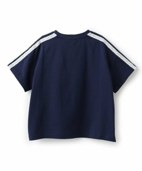 mezzo piano / メゾピアノ Tシャツ | レースロゴアップリケ　袖ラインTシャツ | 詳細6