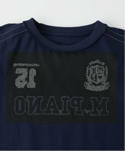 mezzo piano / メゾピアノ Tシャツ | レースロゴアップリケ　袖ラインTシャツ | 詳細9