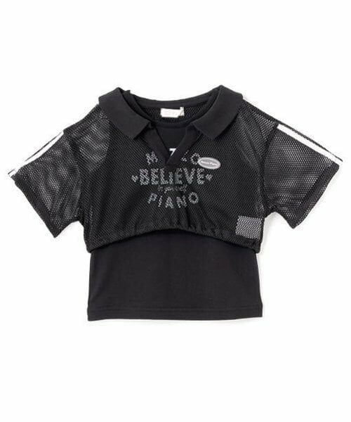 mezzo piano / メゾピアノ Tシャツ | 衿つきメッシュプルオーバー＆タンクトップセット | 詳細4