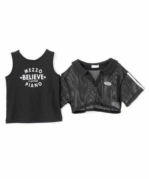 mezzo piano / メゾピアノ Tシャツ | 衿つきメッシュプルオーバー＆タンクトップセット | 詳細6