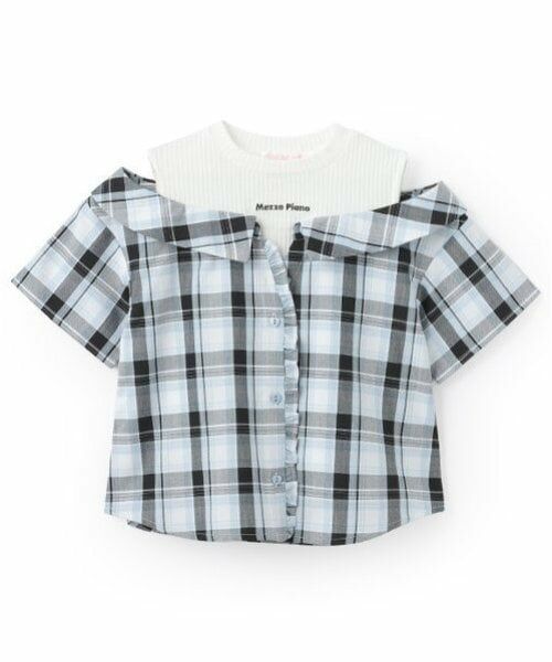 mezzo piano / メゾピアノ シャツ・ブラウス | ドッキング　チェックシャツ | 詳細10