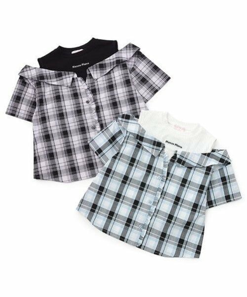 mezzo piano / メゾピアノ シャツ・ブラウス | ドッキング　チェックシャツ | 詳細9