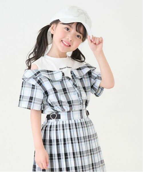 mezzo piano / メゾピアノ シャツ・ブラウス | ドッキング　チェックシャツ（サックス）