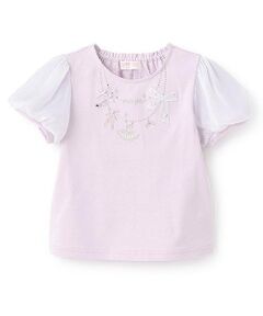 mezzo piano / メゾピアノ Tシャツ | バレエネックレス刺しゅう　Tシャツ