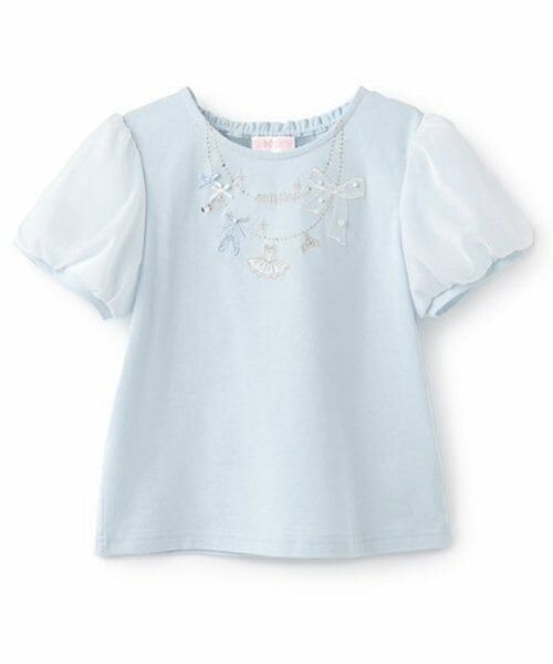 mezzo piano / メゾピアノ Tシャツ | バレエネックレス刺しゅう　Tシャツ | 詳細1