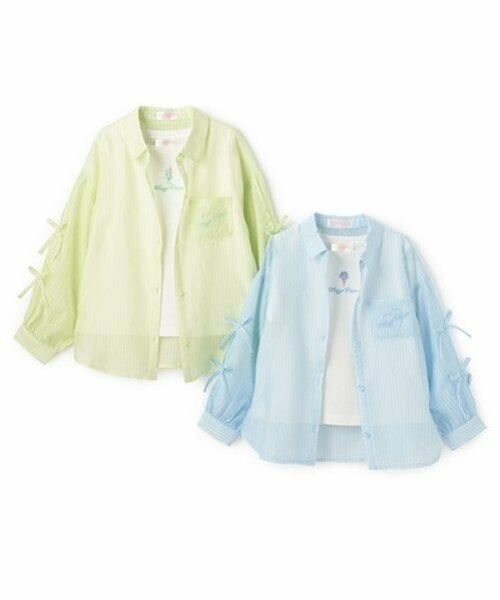 mezzo piano / メゾピアノ シャツ・ブラウス | 袖リボンシャツ＆肩開き半袖Tシャツセット | 詳細3