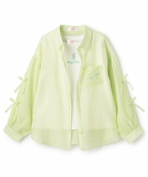 mezzo piano / メゾピアノ シャツ・ブラウス | 袖リボンシャツ＆肩開き半袖Tシャツセット | 詳細4