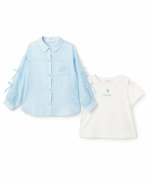 mezzo piano / メゾピアノ シャツ・ブラウス | 袖リボンシャツ＆肩開き半袖Tシャツセット | 詳細6