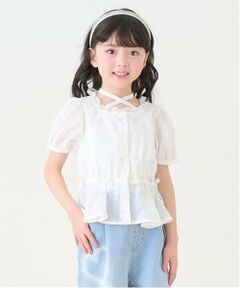 mezzo piano / メゾピアノ シャツ・ブラウス | ハート刺しゅうペプラム　シアーブラウス