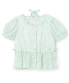 mezzo piano / メゾピアノ シャツ・ブラウス | ハート刺しゅうペプラム　シアーブラウス