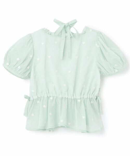 mezzo piano / メゾピアノ シャツ・ブラウス | ハート刺しゅうペプラム　シアーブラウス | 詳細1