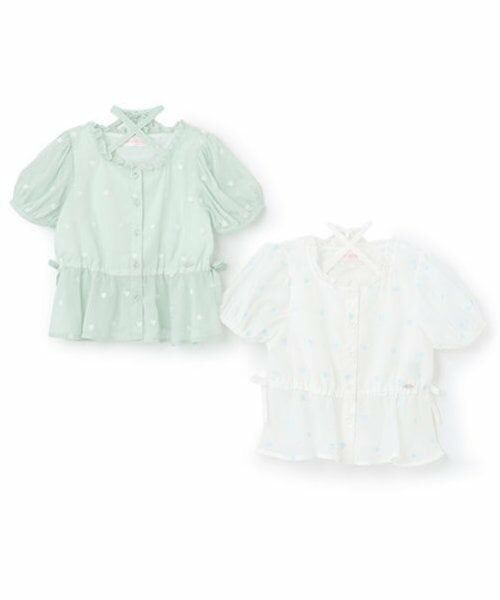 mezzo piano / メゾピアノ シャツ・ブラウス | ハート刺しゅうペプラム　シアーブラウス | 詳細10