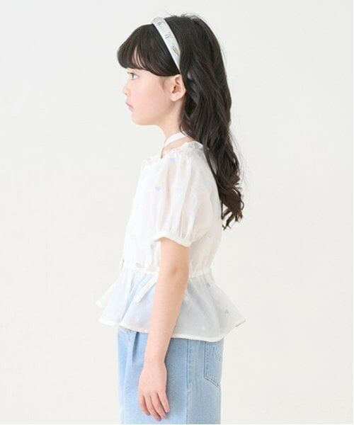 mezzo piano / メゾピアノ シャツ・ブラウス | ハート刺しゅうペプラム　シアーブラウス | 詳細13