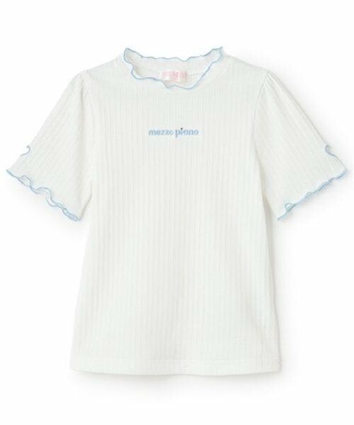 mezzo piano / メゾピアノ Tシャツ | ハートくり抜き　プチハイ　半袖Tシャツ（オフ ホワイト）