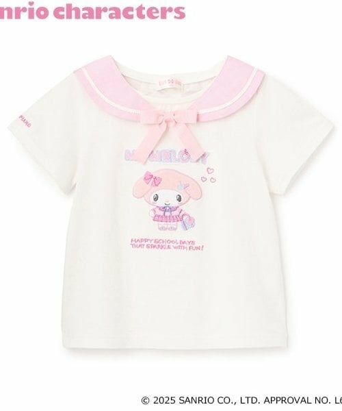 mezzo piano / メゾピアノ Tシャツ | 【マイメロディ・シナモロール】セーラー衿つきTシャツ（オフ ホワイト）