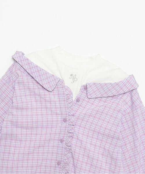 mezzo piano / メゾピアノ シャツ・ブラウス | 【人気商品再入荷】【直営店で取り扱い無し】ドッキングチェックシャツ | 詳細2