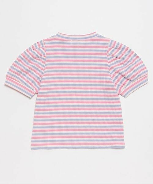 mezzo piano / メゾピアノ Tシャツ | 6031209R　マルチボーダー　パフスリーブTシャツ | 詳細1