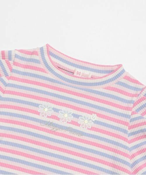 mezzo piano / メゾピアノ Tシャツ | 6031209R　マルチボーダー　パフスリーブTシャツ | 詳細2