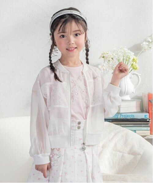 mezzo piano / メゾピアノ ブルゾン | レース切替　シアーブルゾン（オフ ホワイト）